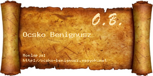 Ocsko Benignusz névjegykártya